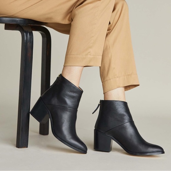 Nisolo Dari Black Ankle Booties Leather‎ Upper Size 8.5 Womens